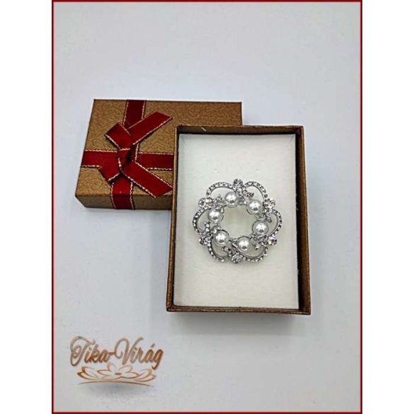 Brosstű Díszdobozban Gyöngyös-koszorú 