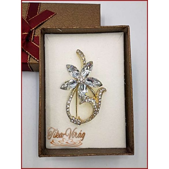 Brosstű Díszdobozban Arany-virág 