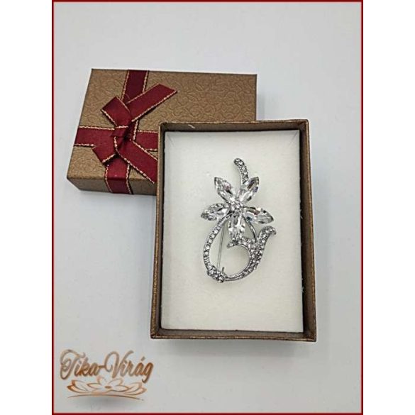 Brosstű Díszdobozban Ezüst-virág 