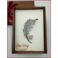 Brosstű Díszdobozban EZÜST Levél 