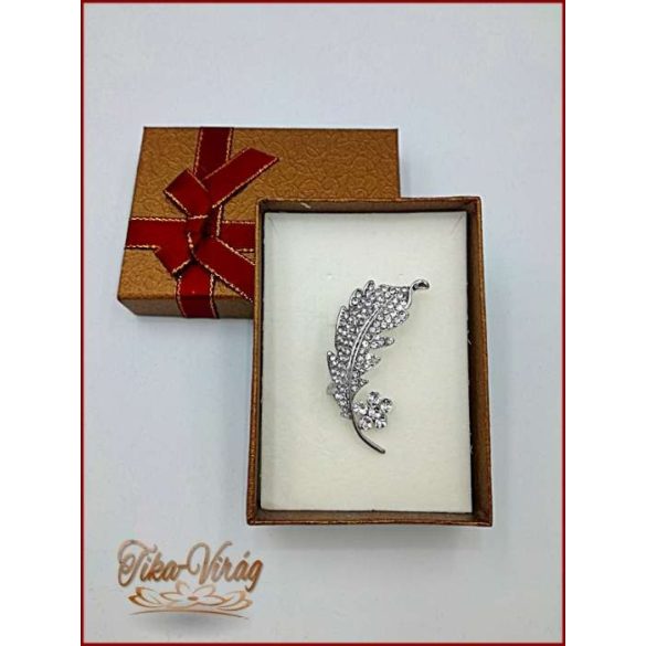 Brosstű Díszdobozban EZÜST Levél 