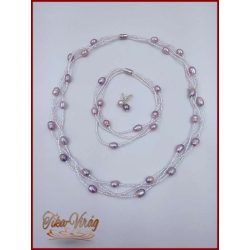 TENYÉSZTETT-GYÖNGY NYAKLÁNC SZETT MÁLYVÁS 