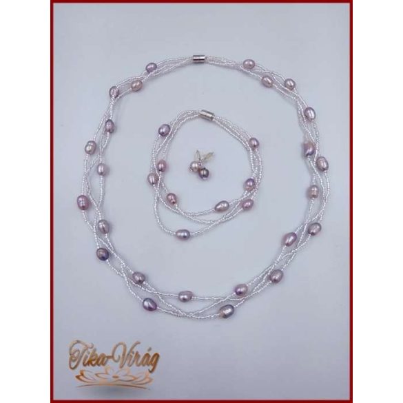 TENYÉSZTETT-GYÖNGY NYAKLÁNC SZETT MÁLYVÁS 