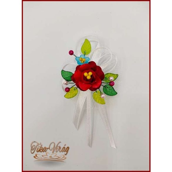 1" Bokréta, kitűző Kalocsai mintás 