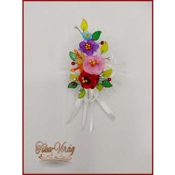 2" Bokréta, kitűző Kalocsai mintás 