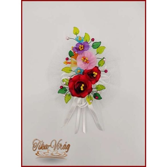 4" Bokréta, kitűző Kalocsai mintás 