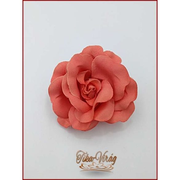 Korall színű bross és hajba való virág-dísz 