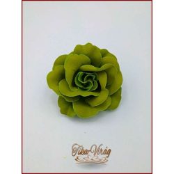 Moha-zöld színű bross és hajba való virág-dísz 