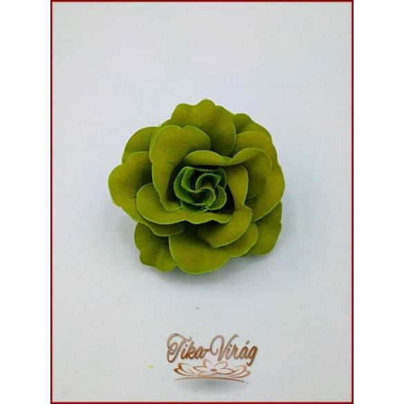 Moha-zöld színű bross és hajba való virág-dísz 