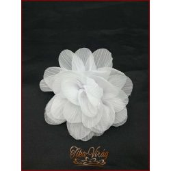 Fehér színű bross és hajba való virág-dísz 