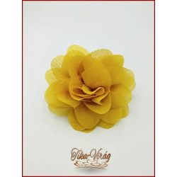 Mustár-sárga színű bross és hajba való virág-dísz 