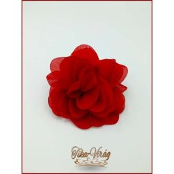 Piros színű bross és hajba való virág-dísz 