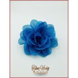 Türkiz-kék színű bross és hajba való virág-dísz 