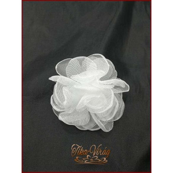 Fehér színű bross és hajba való virág-dísz 