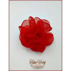 Piros színű bross és hajba való virág-dísz 