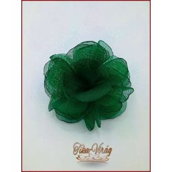 Zöld színű bross és hajba való virág-dísz 