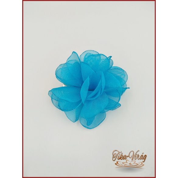 Türkiz-kék színű bross és hajba való virág-dísz