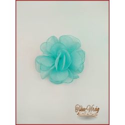 Türkiz-zöld  színű bross és hajba való virág-dísz 