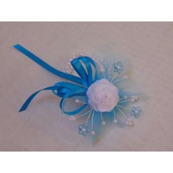 Csuklódísz azúrkék-fehér, gyöngysoros pánttal