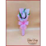 Rózsaszín színű szappan-tulipán csokor Nőnapi táblával