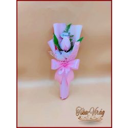   Rózsaszín színű szappan-tulipán csokor Nőnapi táblával