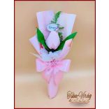 Rózsaszín színű szappan-tulipán csokor Nőnapi táblával