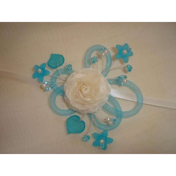 Ekrü-türkiz csuklódísz