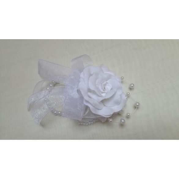 Csuklódísz fehér Rózsás csipkés gyöngyös pánttal