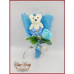 Türkiz szappan rózsa-világoskék macival