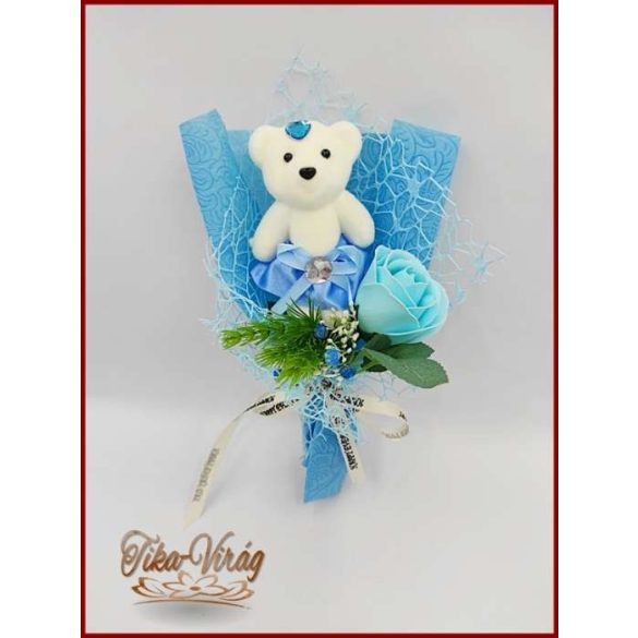 Türkiz szappan rózsa-világoskék macival