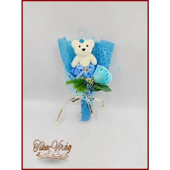 Türkiz szappan rózsa-világoskék macival