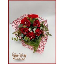 5 virágos szappan rózsa csokor strasszkővel díszítve