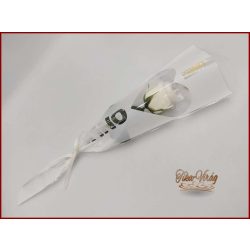 Fehér színű szappanrózsa díszcsomagolásban