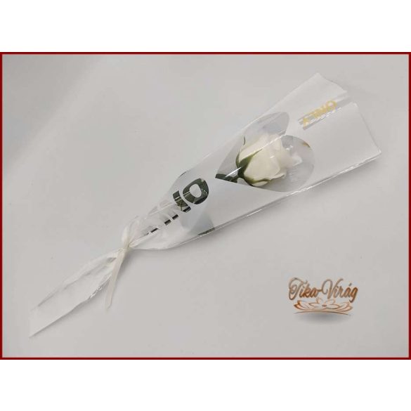 Fehér színű szappanrózsa díszcsomagolásban