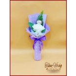 Fehér nagy szappanrózsa táblácskával díszcsomagolásban