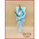 Világoskék nagy szappanrózsa táblácskával díszcsomagolásban