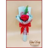 Piros nagy szappanrózsa táblácskával díszcsomagolásban