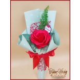 Piros nagy szappanrózsa táblácskával díszcsomagolásban