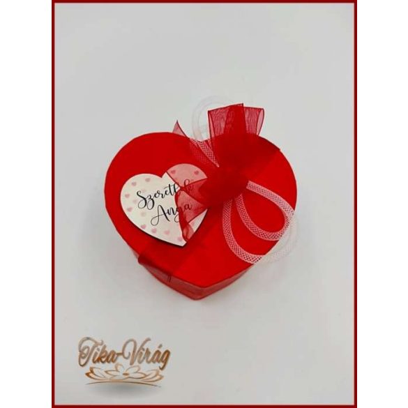 Szappan-rózsa box "S" Piros szív dobozban