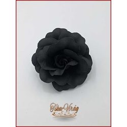 Fekete színű bross és hajba való virág-dísz
