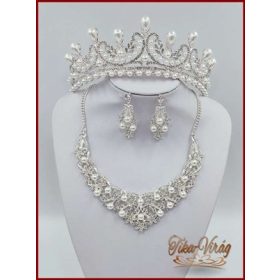 Ezüst Korona és nyakék szett