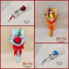 Szálas szappan-virágok díszcsomagolásban