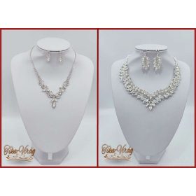 Ezüst strasszos Nyakék Szett