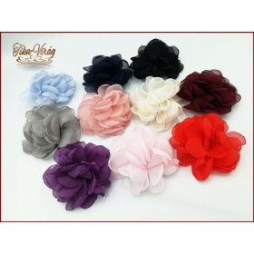 Gyűrt matt organza bross virág - ruhára és hajba 