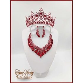 Piros Korona és nyakék szett