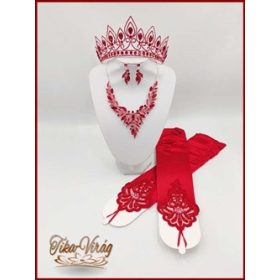 Piros Korona és Nyakék szett Kesztyűvel