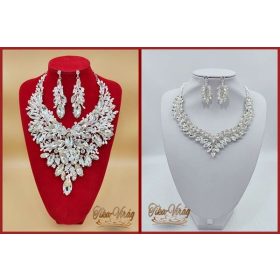 Nagy kövekkel díszített ezüst nyakékszettek dekoratív ékszerek 